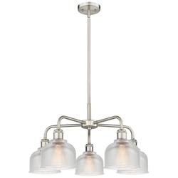 Dayton 23.5&quot;W 5 Light Satin Nickel Stem Hung Chandelier With Clear Sha