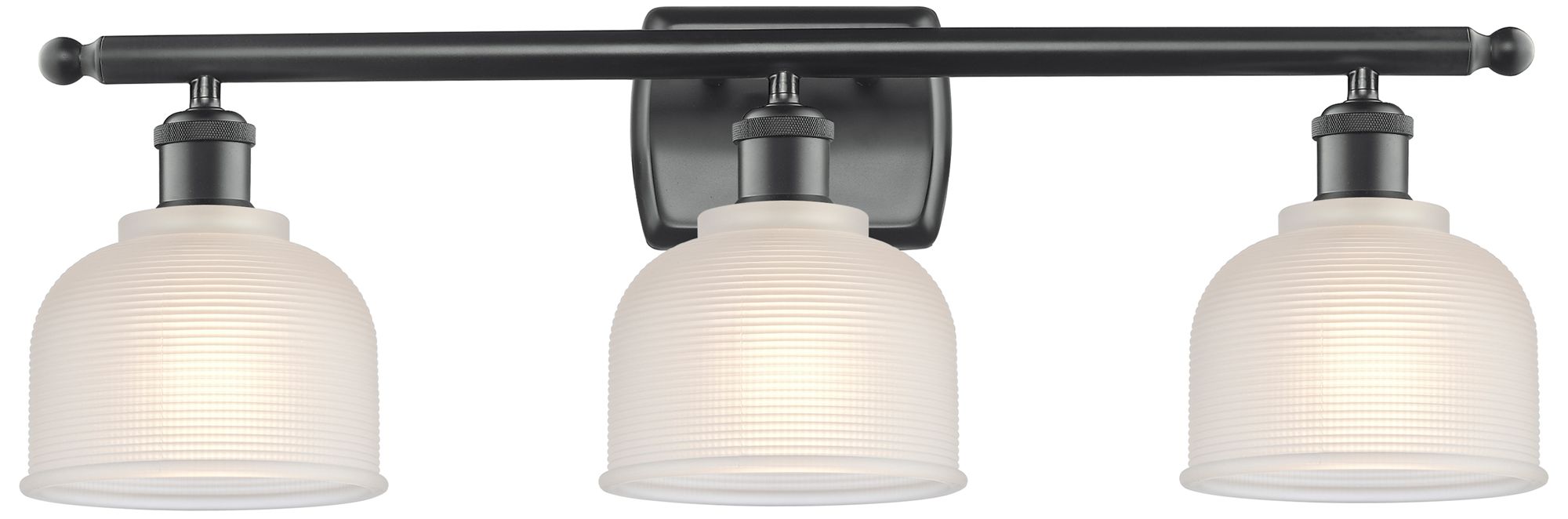 Dayton 26" Wide 3 Light Matte Black Bath Vanity Light w/ White Shade