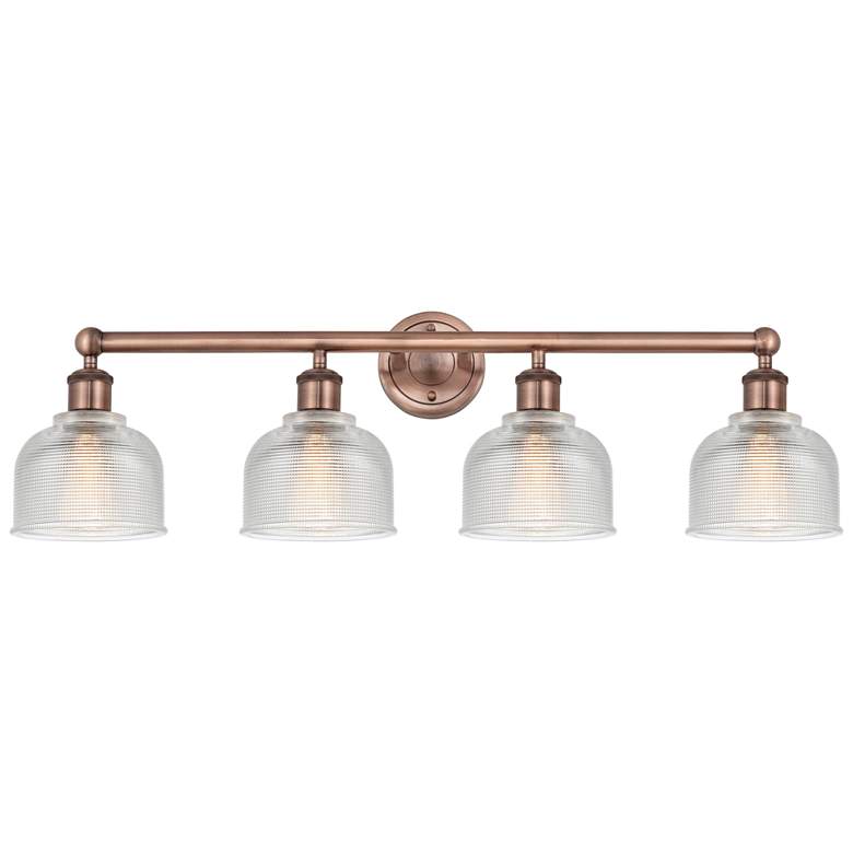 Image 1 Dayton 32.5 inch Wide 4 Light Antique Copper Bath Vanity Light With Clear 