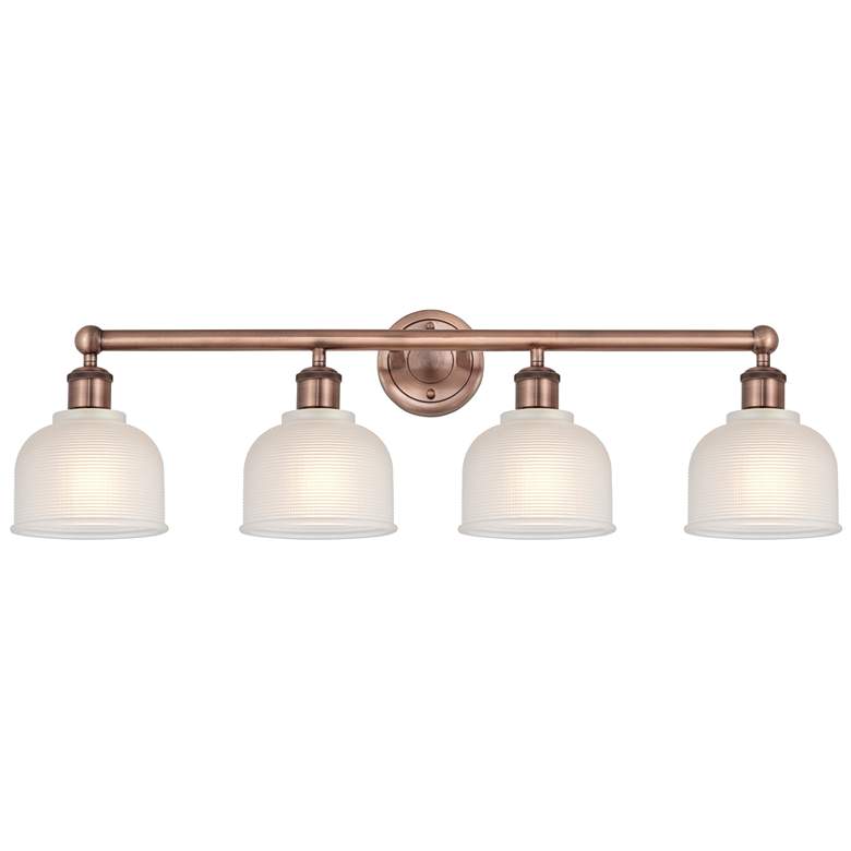 Image 1 Dayton 32.5 inch Wide 4 Light Antique Copper Bath Vanity Light With White 