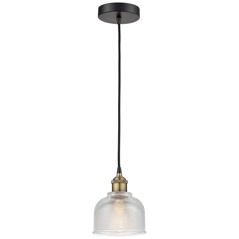 Image 1 Dayton 5.5" Wide Black Brass Corded Mini Pendant With Clear Shade