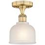 Dayton 5.5" Wide Brushed Brass Flush Mount With White Glass Shade