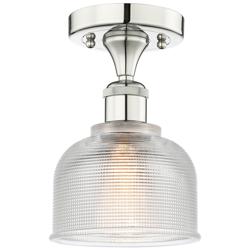 Dayton 5.5&quot; Wide Polished Nickel Flush Mount With Clear Glass Shade