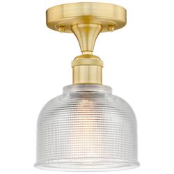 Dayton 5.5&quot; Wide Satin Gold Flush Mount With Clear Glass Shade
