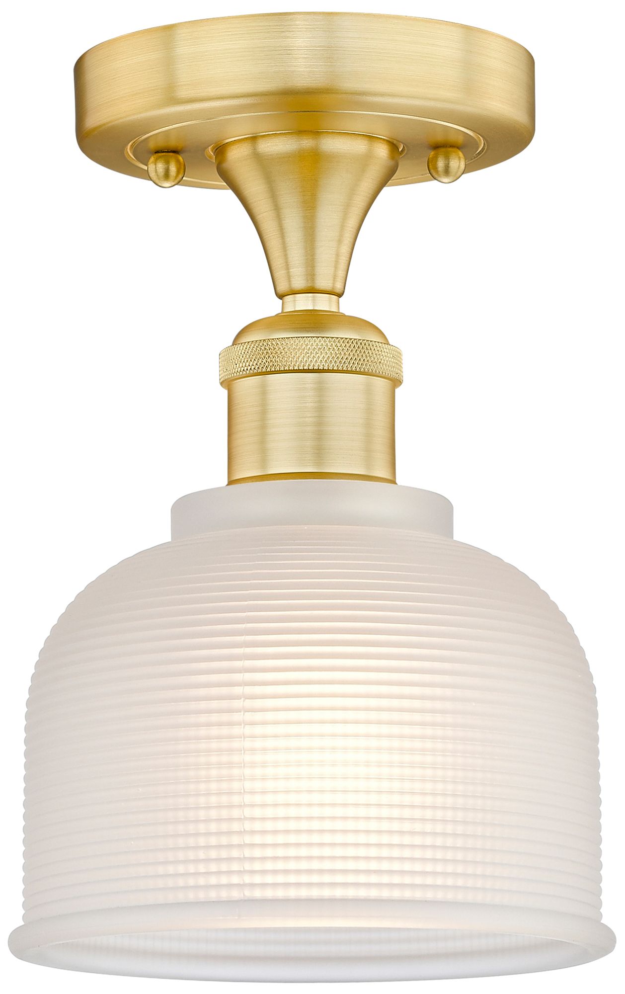 Dayton 5.5" Wide Satin Gold Flush Mount With White Glass Shade 5378A