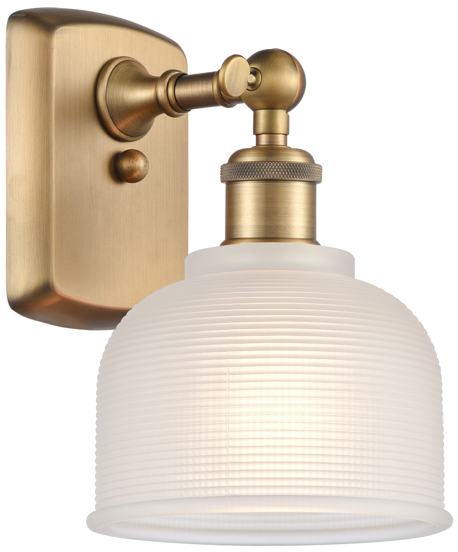 Dayton 6" LED Sconce Brass Finish White Shade 222D5 Lamps Plus