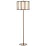 2_Daze Antique Brass Art Glass Shade Pull Chain Floor Lamp