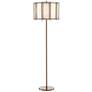 Daze Antique Brass Art Glass Shade Pull Chain Floor Lamp