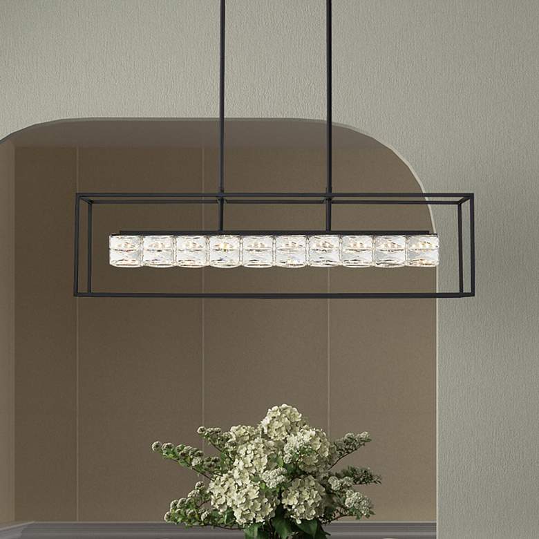 Image 2 Dazzle 35 1/2" Wide Matte Black LED Island Pendant