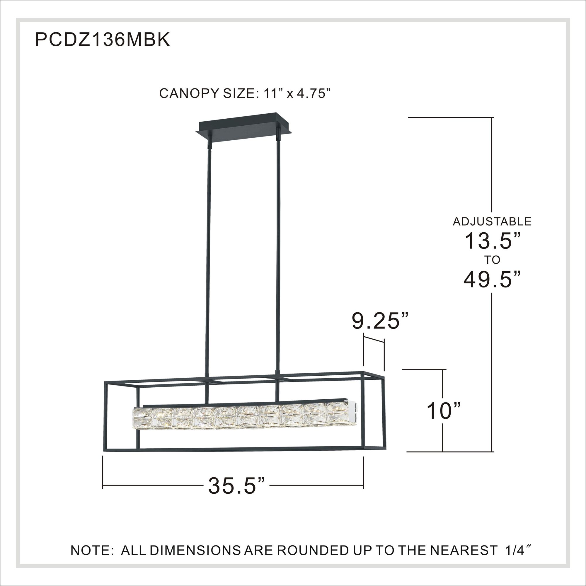 Dazzle 35 1/2" Wide Matte Black LED Island Pendant in scene