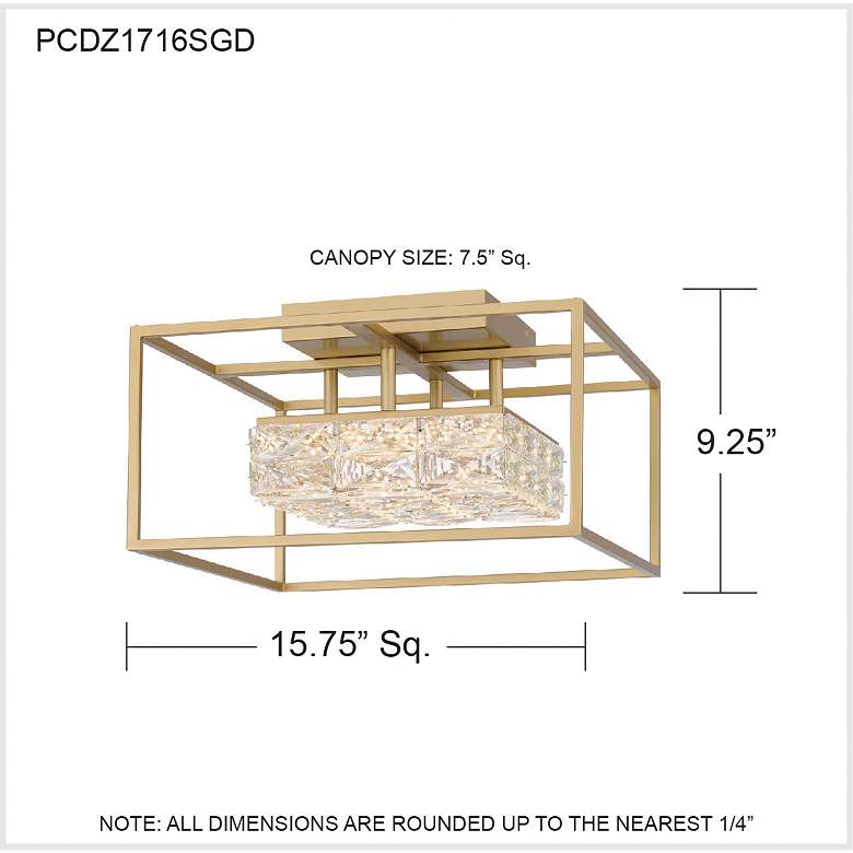 Image 7 Dazzle Integrated LED Soft Gold Semi-Flush Mount more views