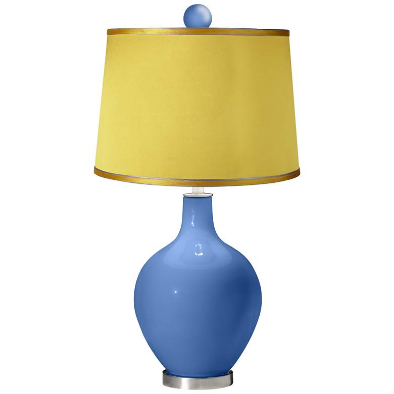 Image 1 Dazzle - Satin Yellow Ovo Table Lamp with Color Finial