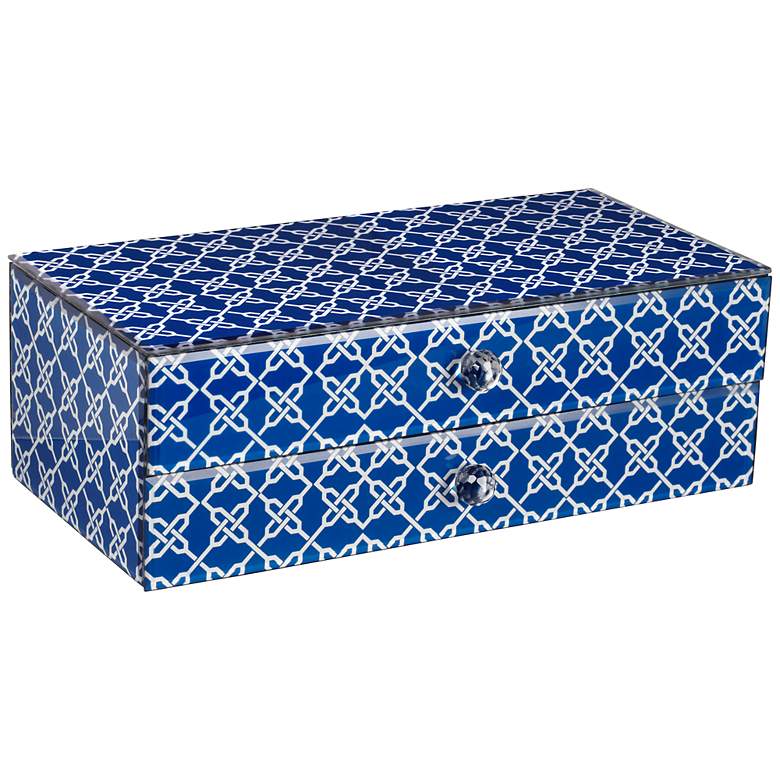 Image 1 Dazzling Blue and White Links 2-Drawer Jewelry Box
