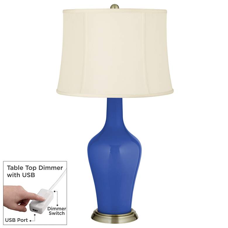 Image 1 Dazzling Blue Anya Table Lamp with Dimmer