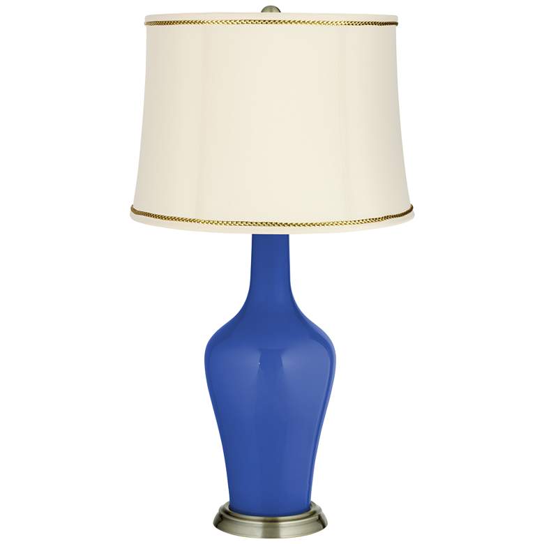 Image 1 Dazzling Blue Anya Table Lamp with President&#39;s Braid Trim