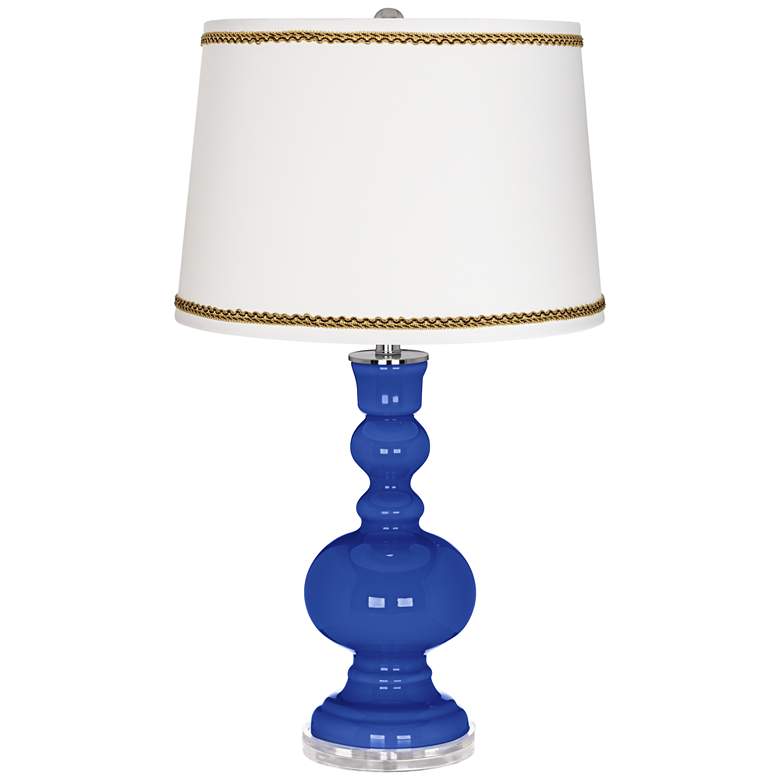 Image 1 Dazzling Blue Apothecary Table Lamp with Twist Scroll Trim