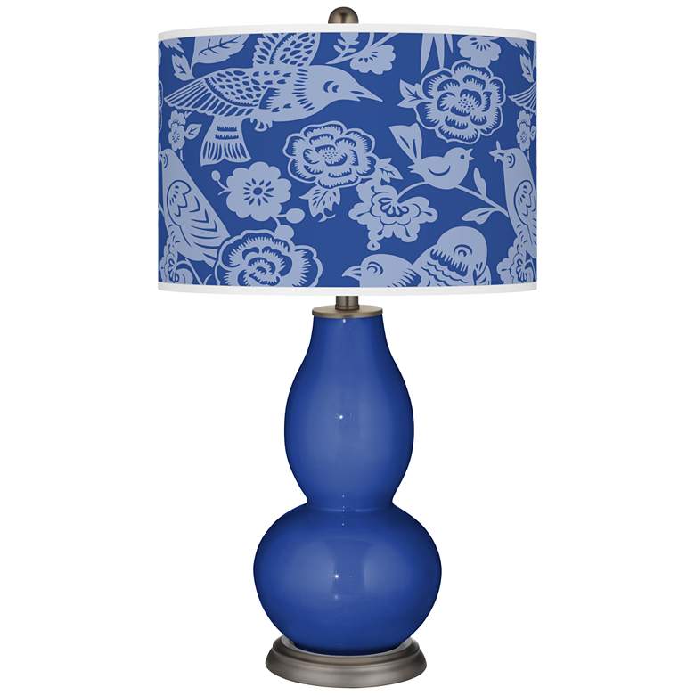 Image 1 Dazzling Blue Aviary Double Gourd Table Lamp