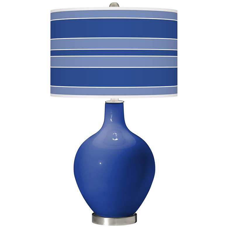 Image 1 Dazzling Blue Bold Stripe Ovo Table Lamp