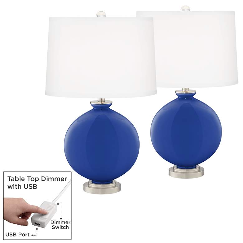 Image 1 Dazzling Blue Carrie Table Lamp Set of 2 with Dimmers