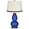 Dazzling Blue Double Gourd Table Lamp with Wave Braid Trim