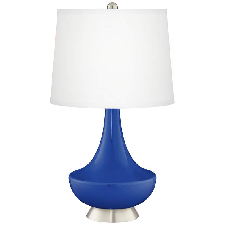 Image 2 Dazzling Blue Gillan Glass Table Lamp with Dimmer
