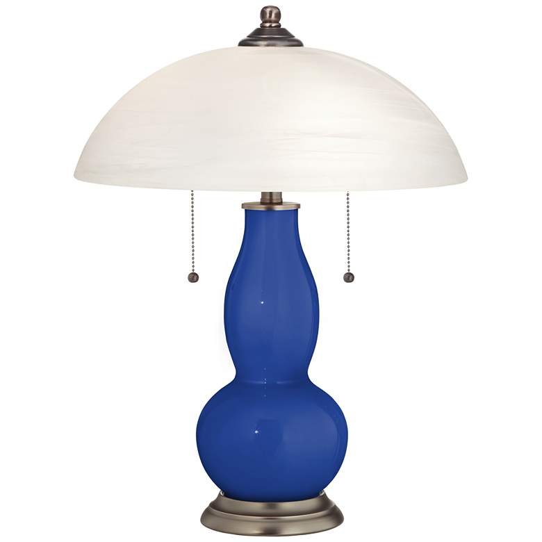 Image 1 Dazzling Blue Gourd-Shaped Table Lamp with Alabaster Shade