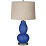 Dazzling Blue Linen Drum Shade Double Gourd Table Lamp