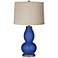 Dazzling Blue Linen Drum Shade Double Gourd Table Lamp