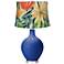 Dazzling Blue Multi-Color Daisies Ovo Table Lamp