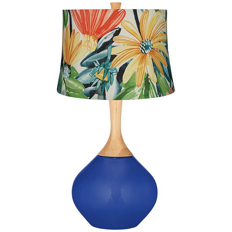 Image 1 Dazzling Blue Multi-Color Daisies Wexler Table Lamp