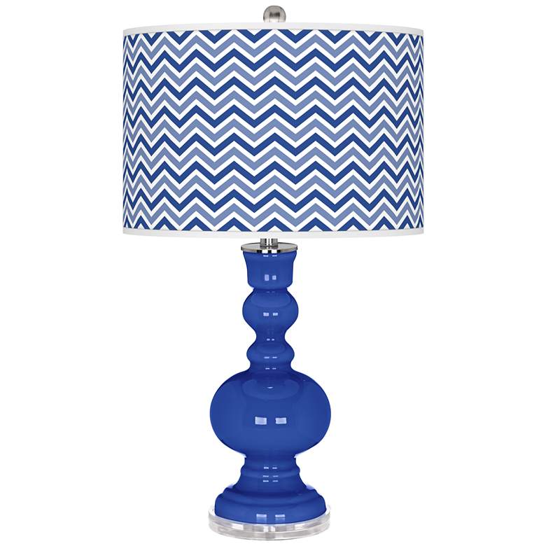 Image 1 Dazzling Blue Narrow Zig Zag Apothecary Table Lamp