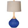 Dazzling Blue Natural Linen Drum Shade Wexler Table Lamp