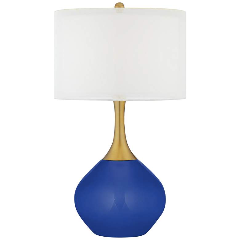 Image 1 Dazzling Blue Nickki Brass Modern Table Lamp