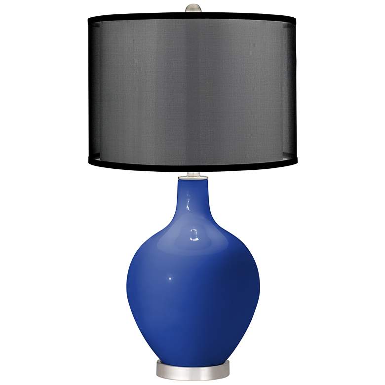 Image 1 Dazzling Blue Ovo Table Lamp with Organza Black Shade