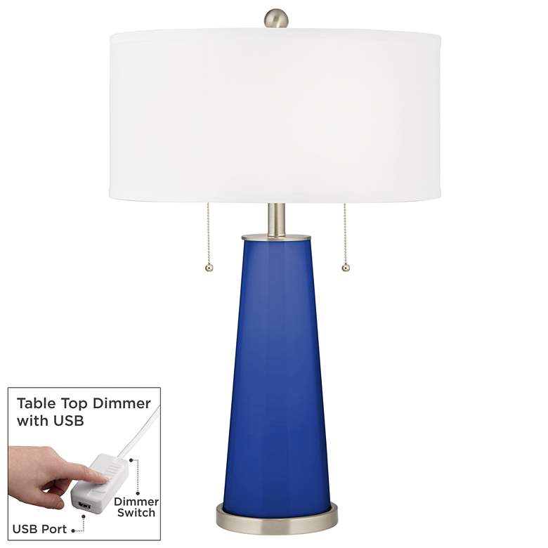 Image 1 Dazzling Blue Peggy Glass Table Lamp With Dimmer