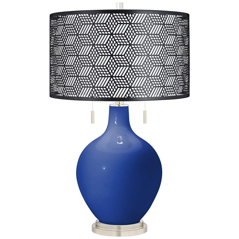 Image 1 Dazzling Blue Toby Table Lamp With Black Metal Shade