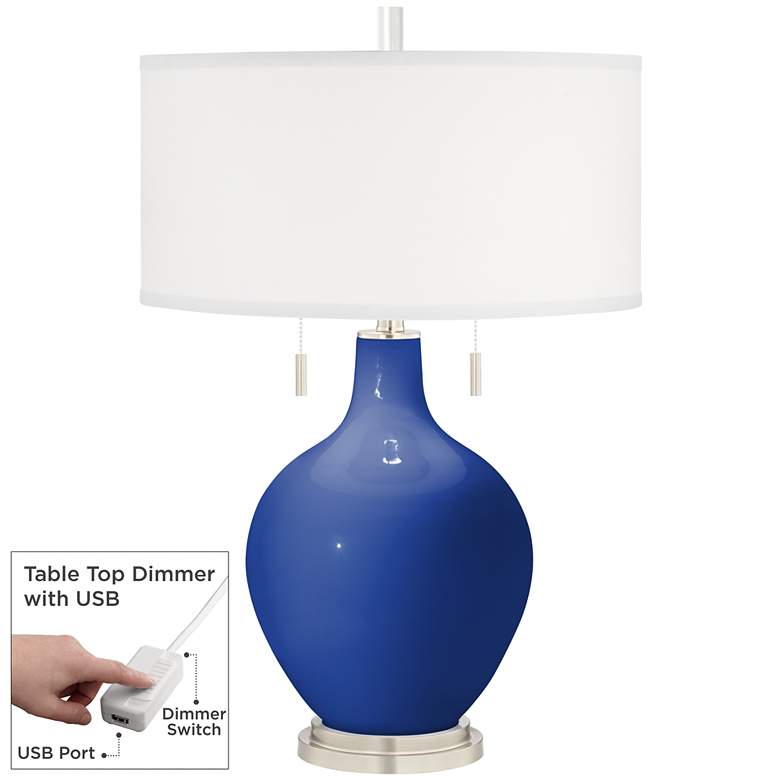 Image 1 Dazzling Blue Toby Table Lamp with Dimmer