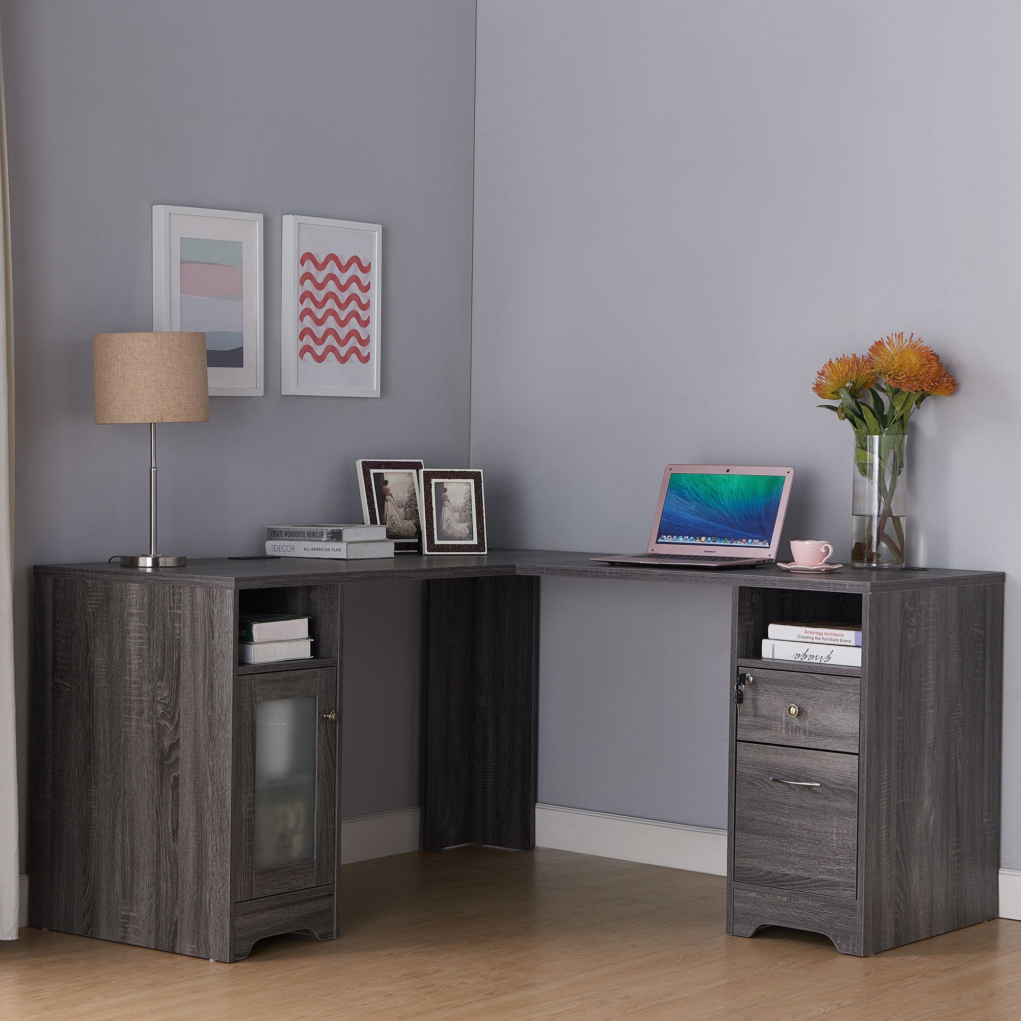 dark gray writing desk