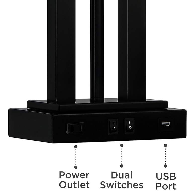 Deacon Black Gooseneck Desk Lamp with USB Port and Outlet more views