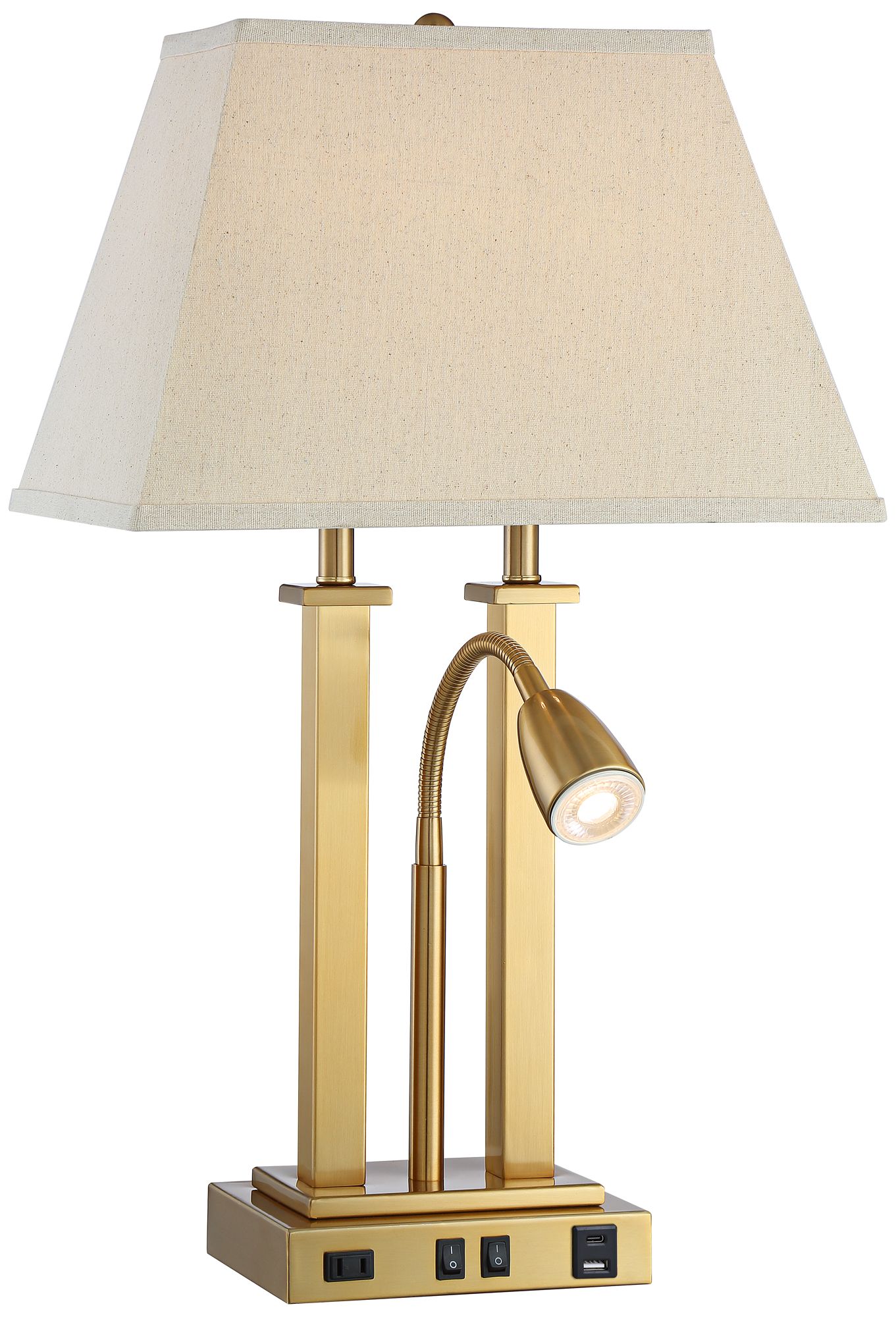 Deacon Brass Gooseneck Desk Lamp with USB Port and Outlet 79P59