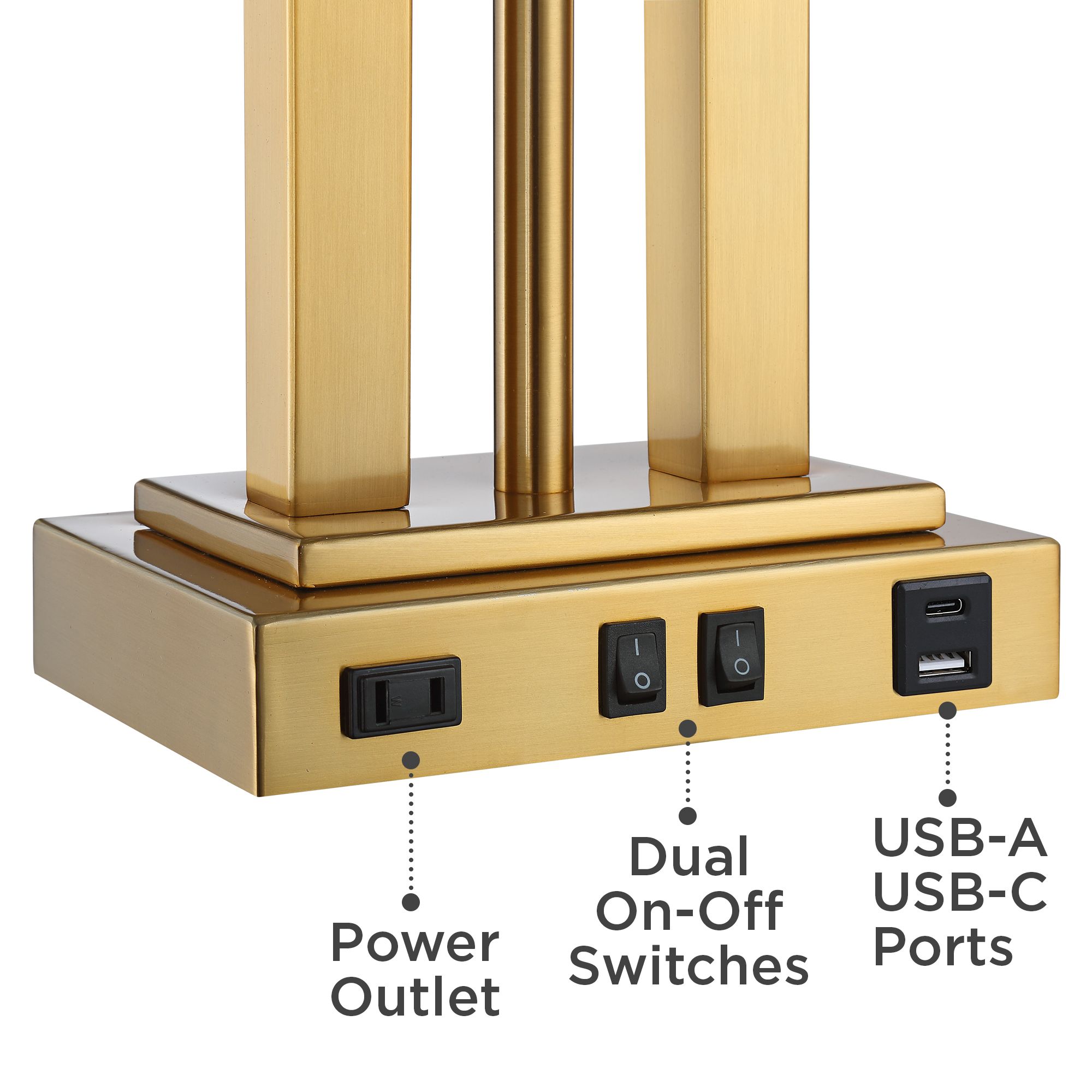 Deacon Brass Gooseneck Desk Lamp with USB Port and Outlet 79P59
