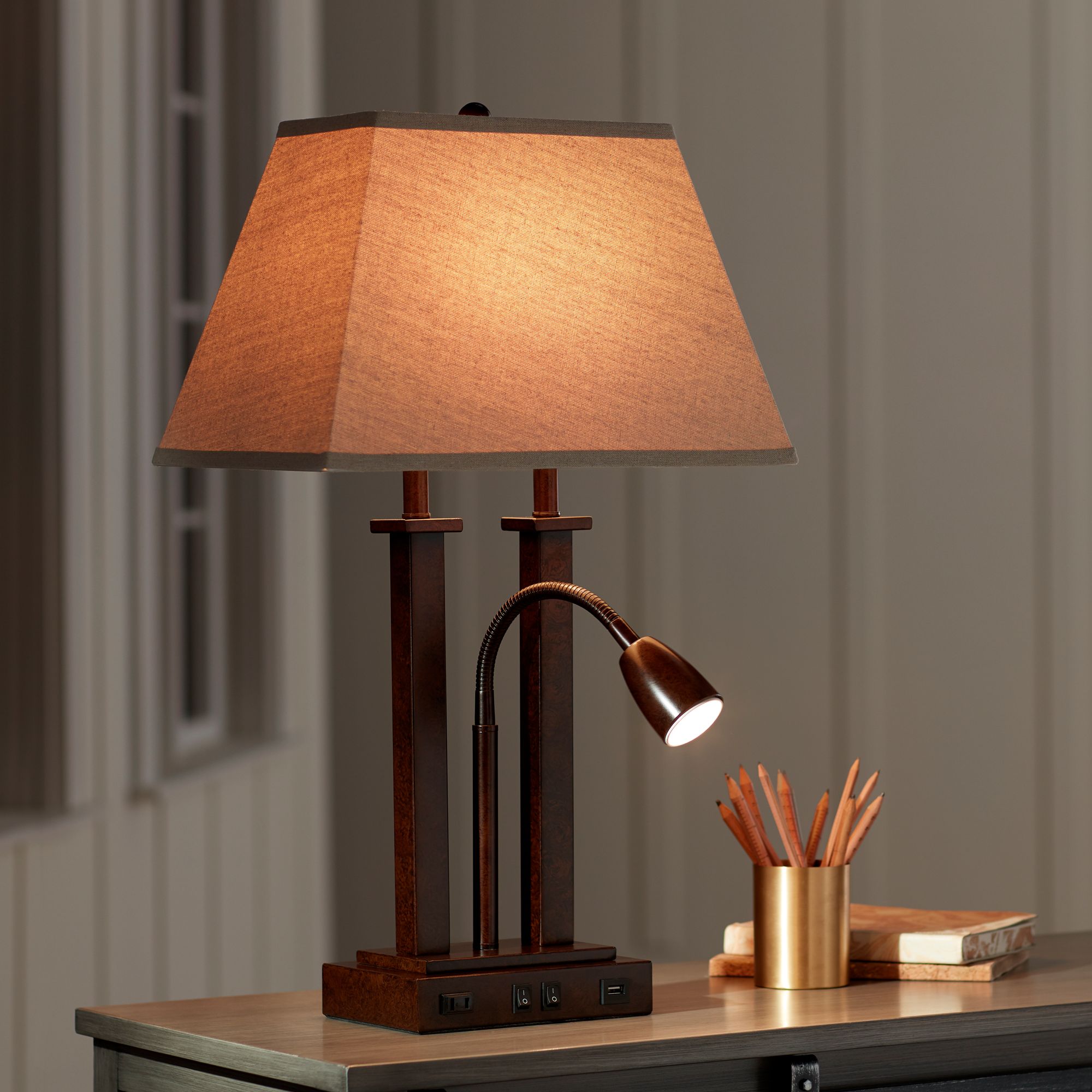 desk lamp with usb and outlet