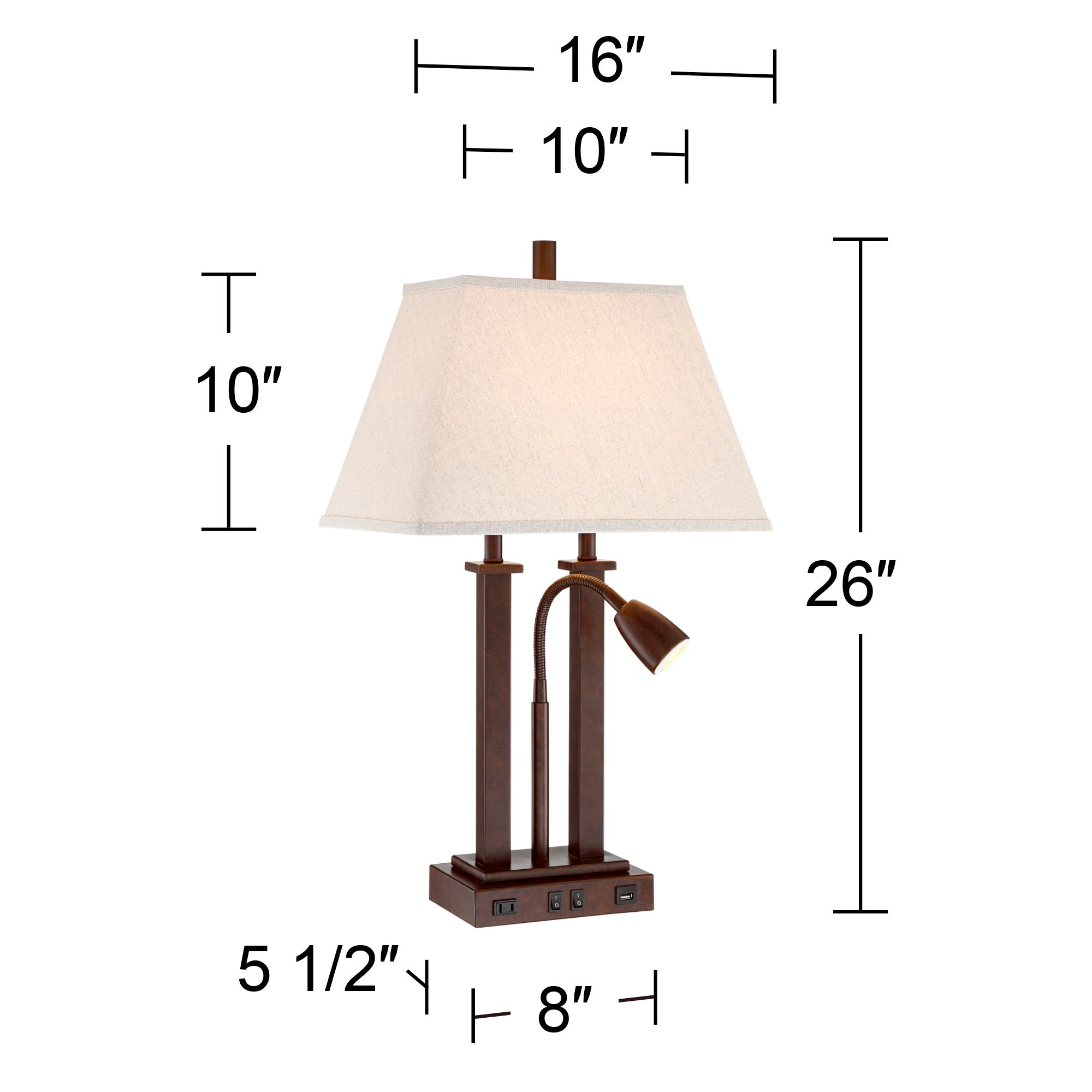 deacon bronze gooseneck desk lamp with usb port and outlet