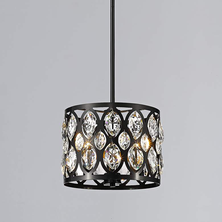 Image 1 Dealey 11 1/4" Wide Matte Black 3-Light Mini-Chandelier