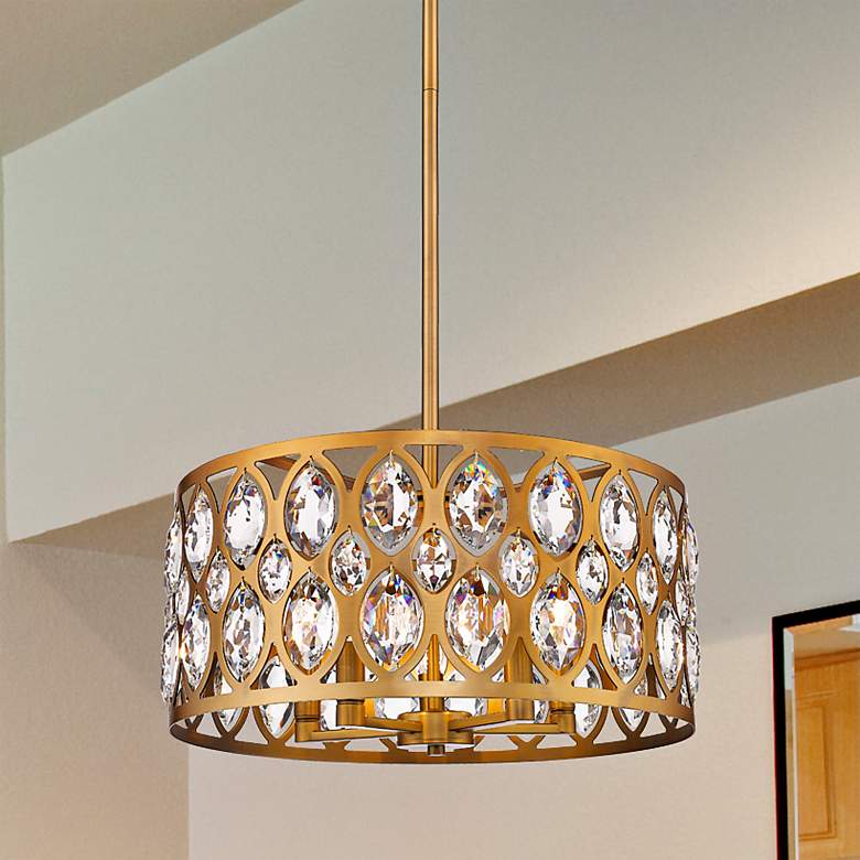 Image 2 Dealey 12" Wide Heirloom Brass 3-Light Ceiling Light