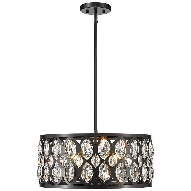 Image 2 Dealey 19 inch Wide Crystal Matte Black 5-Light Chandelier