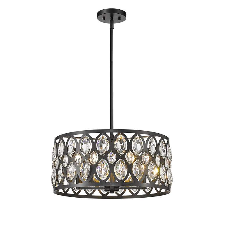 Image 3 Dealey 19" Wide Crystal Matte Black 5-Light Chandelier more views