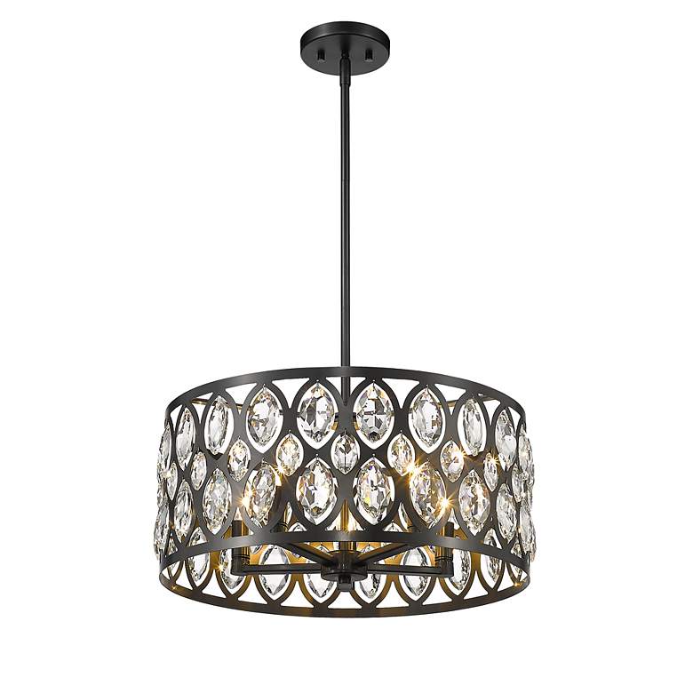 Image 4 Dealey 19" Wide Crystal Matte Black 5-Light Chandelier more views