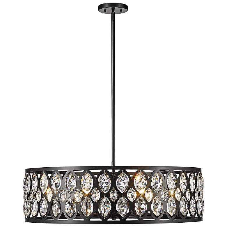 Image 2 Dealey 30 1/4" Wide Matte Black 8-Light Drum Pendant