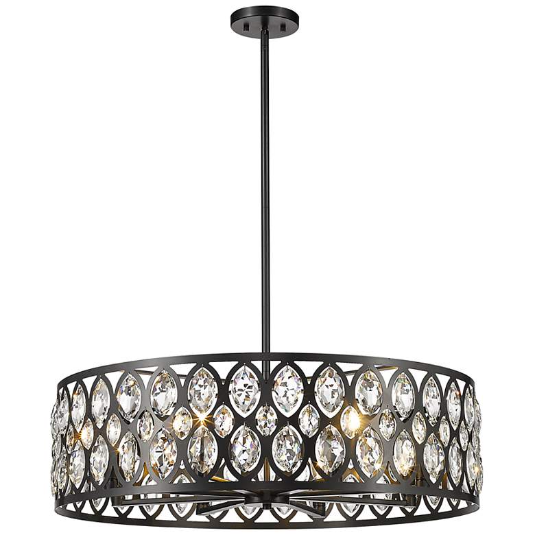Image 5 Dealey 30 1/4" Wide Matte Black 8-Light Drum Pendant more views